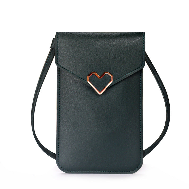 Bolso de celular con espalda  transparente con forma de corazón para mujer