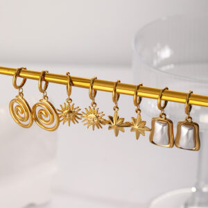 Pendientes de estilo francés retro, acero titanio de alta calidad, bañados en 18K, con perlas, no se desvanecen