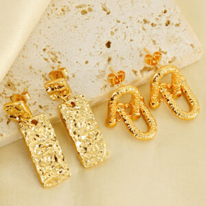 Pendientes de horquilla retro con plisado, estilo vintage y moderno