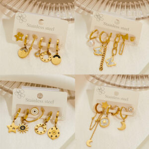 Pendientes asimétricos vintage de alta gama que no pierden color