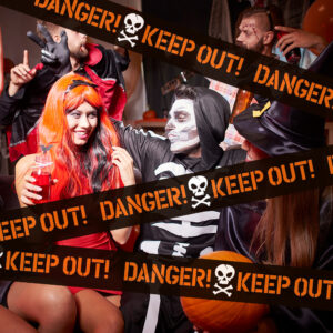 Faja de advertencia de Halloween, línea de advertencia de terror para el Día de los Muertos